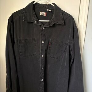 Levis Denim Shirt Jacket Mens L Black Denim